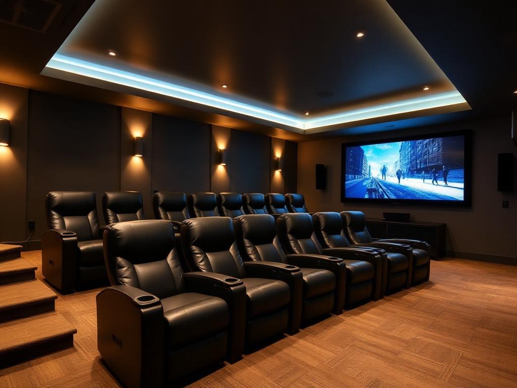Modern basement home theater